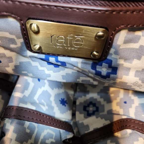 Rafe New York Python Leather Embossed Large Tote Tassel Brown Cream Teal Purse - Picture 11 of 11